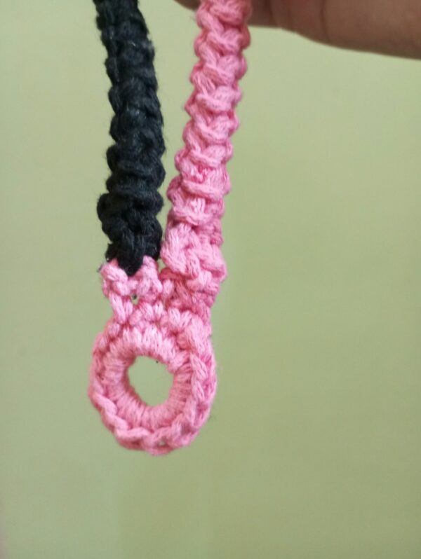 100% crocheted yarn keychain